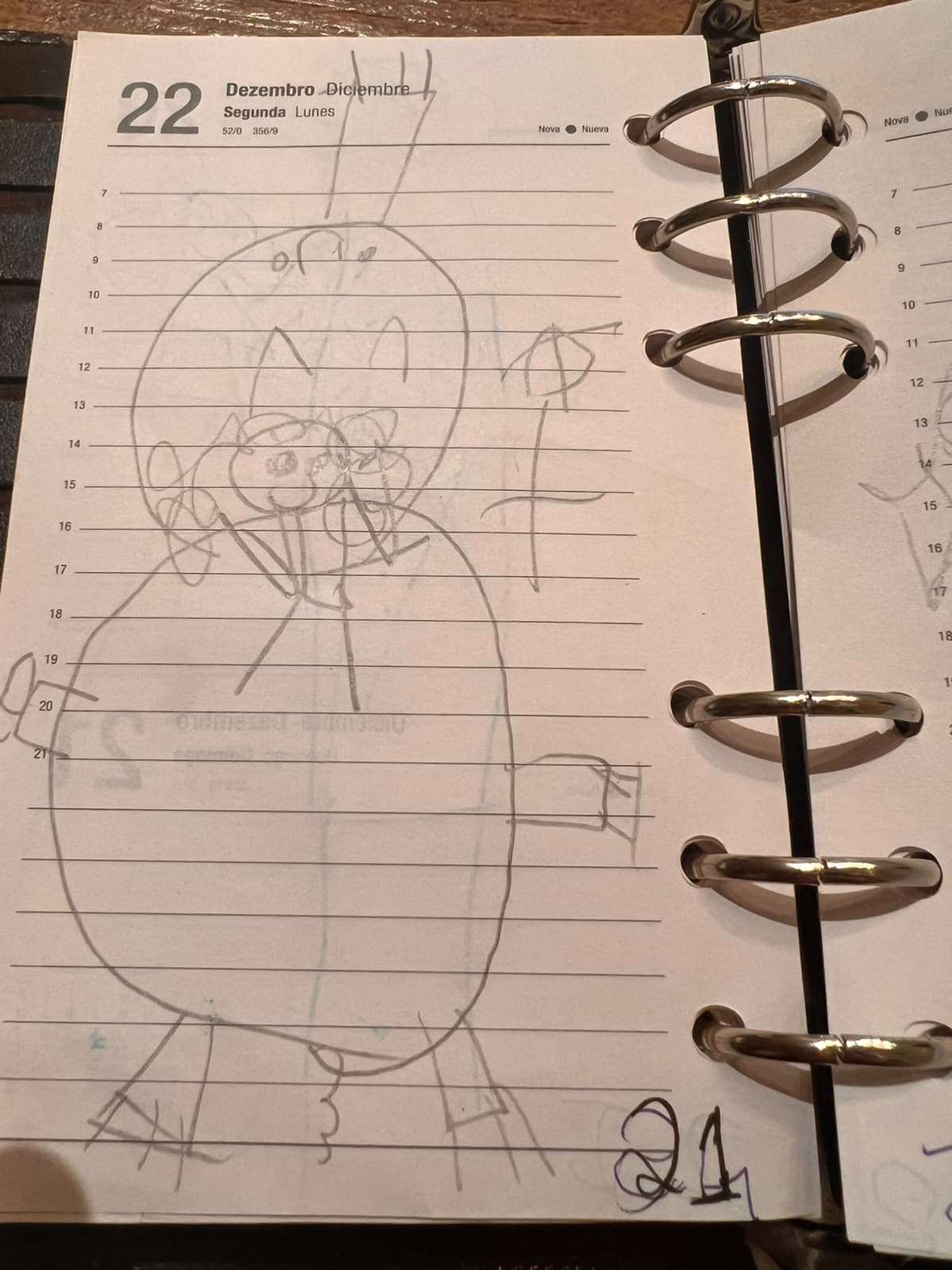 Desenho original da cena 21: Depois, ela subiu em cima de um elefante.