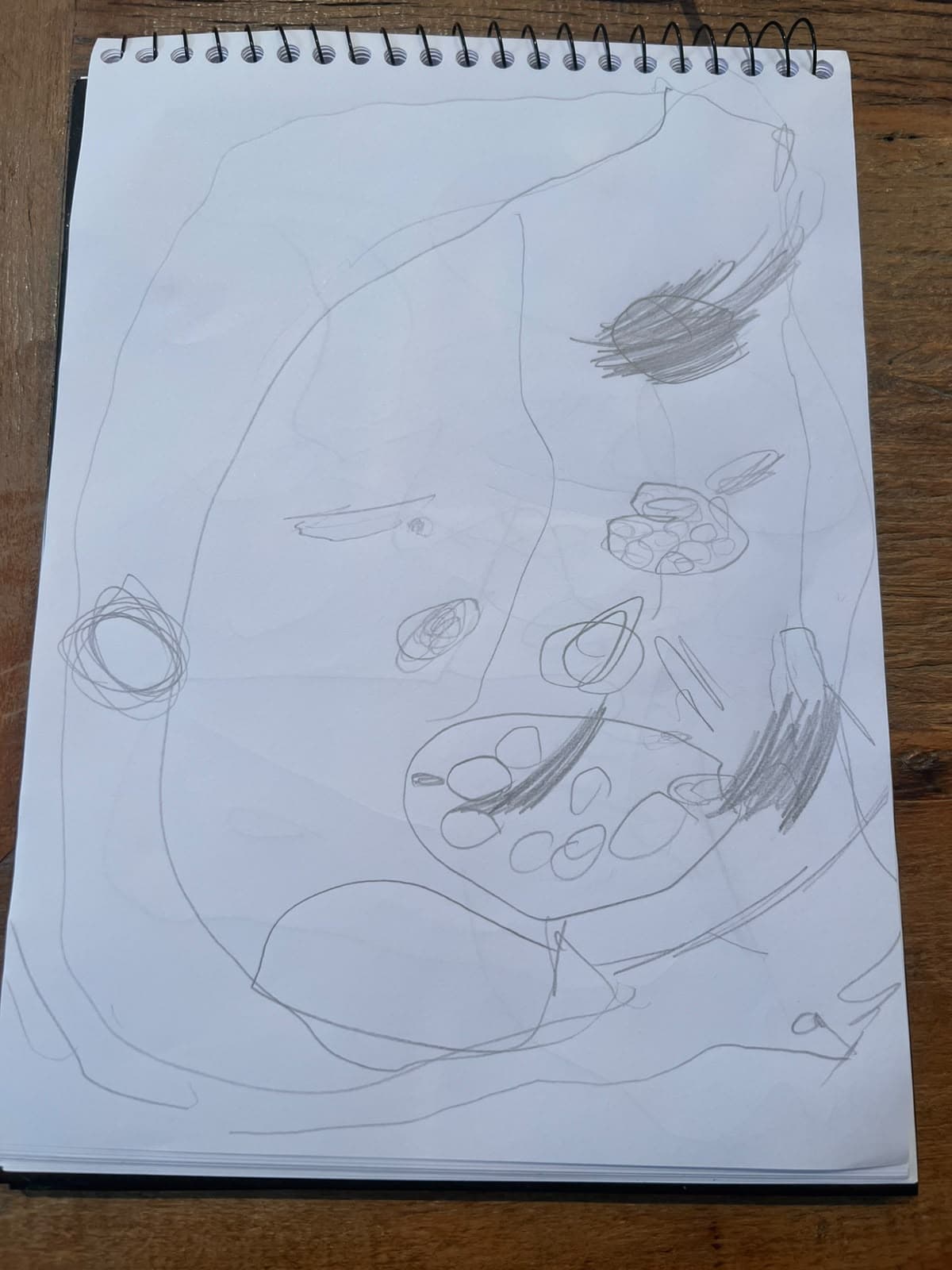 Desenho original de Joaninha feito por Maria Antonia em uma folha de caderno.